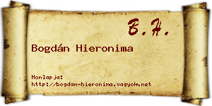 Bogdán Hieronima névjegykártya
